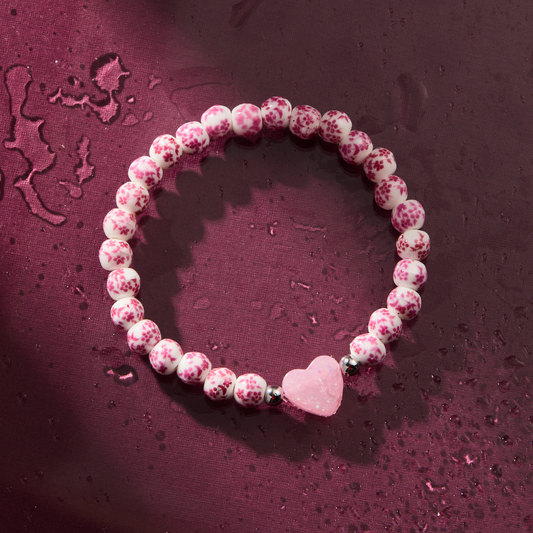 Holy Water Bracelet - HOLY WATER PORCELAIN HEART BRACELET: Stainless Steel Spacer Beads