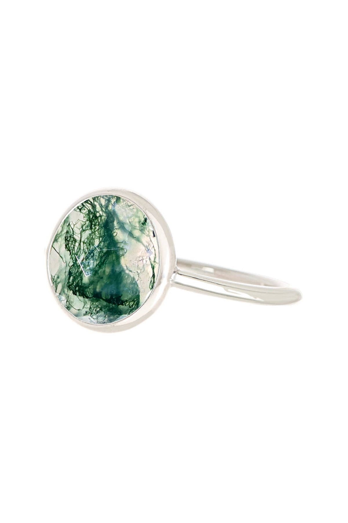 Zoey Simmons - Moss Agate Round Ring