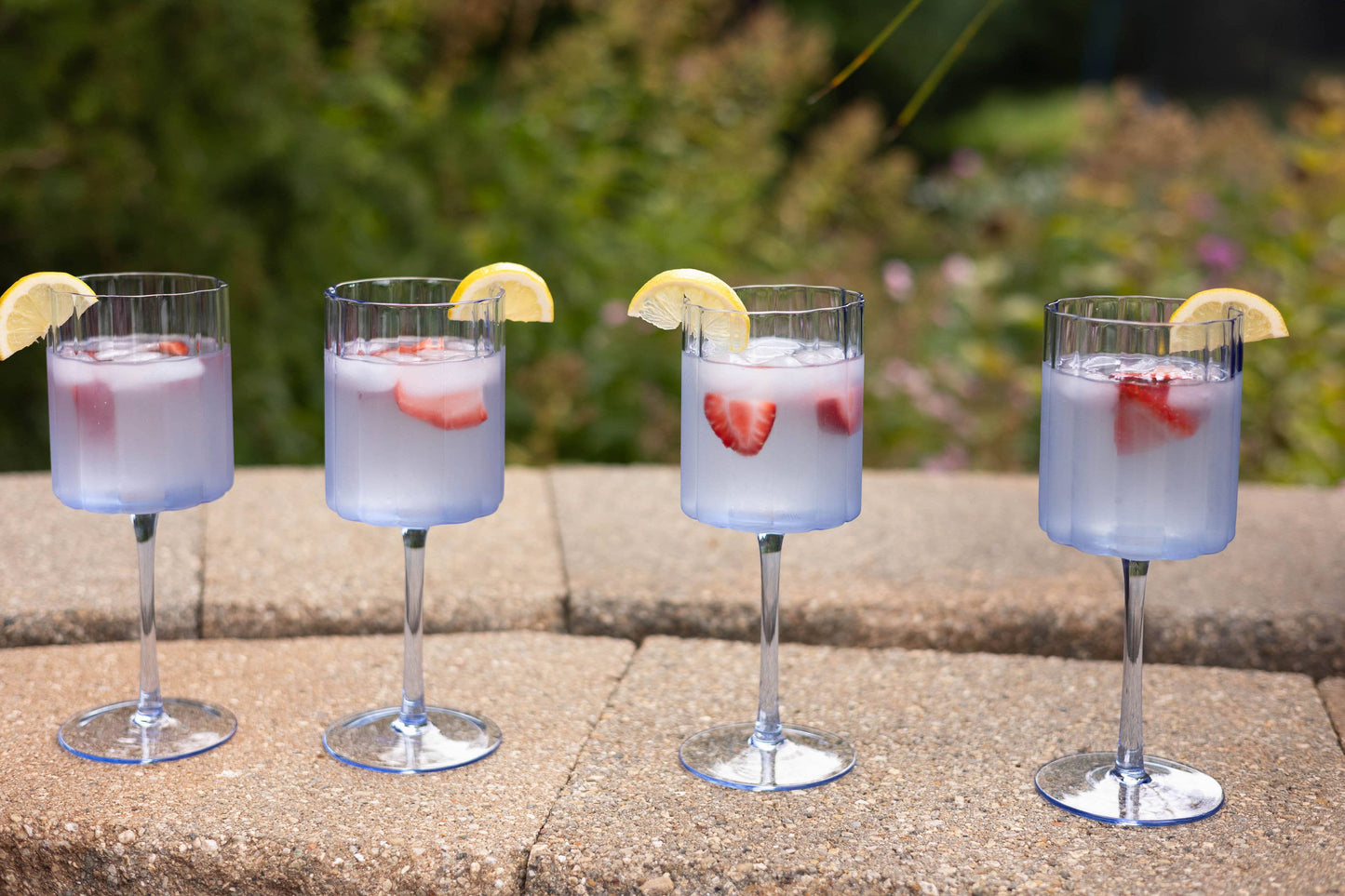 Jeanne Fitz - Scalloped Edge Glasses, wine, Blue