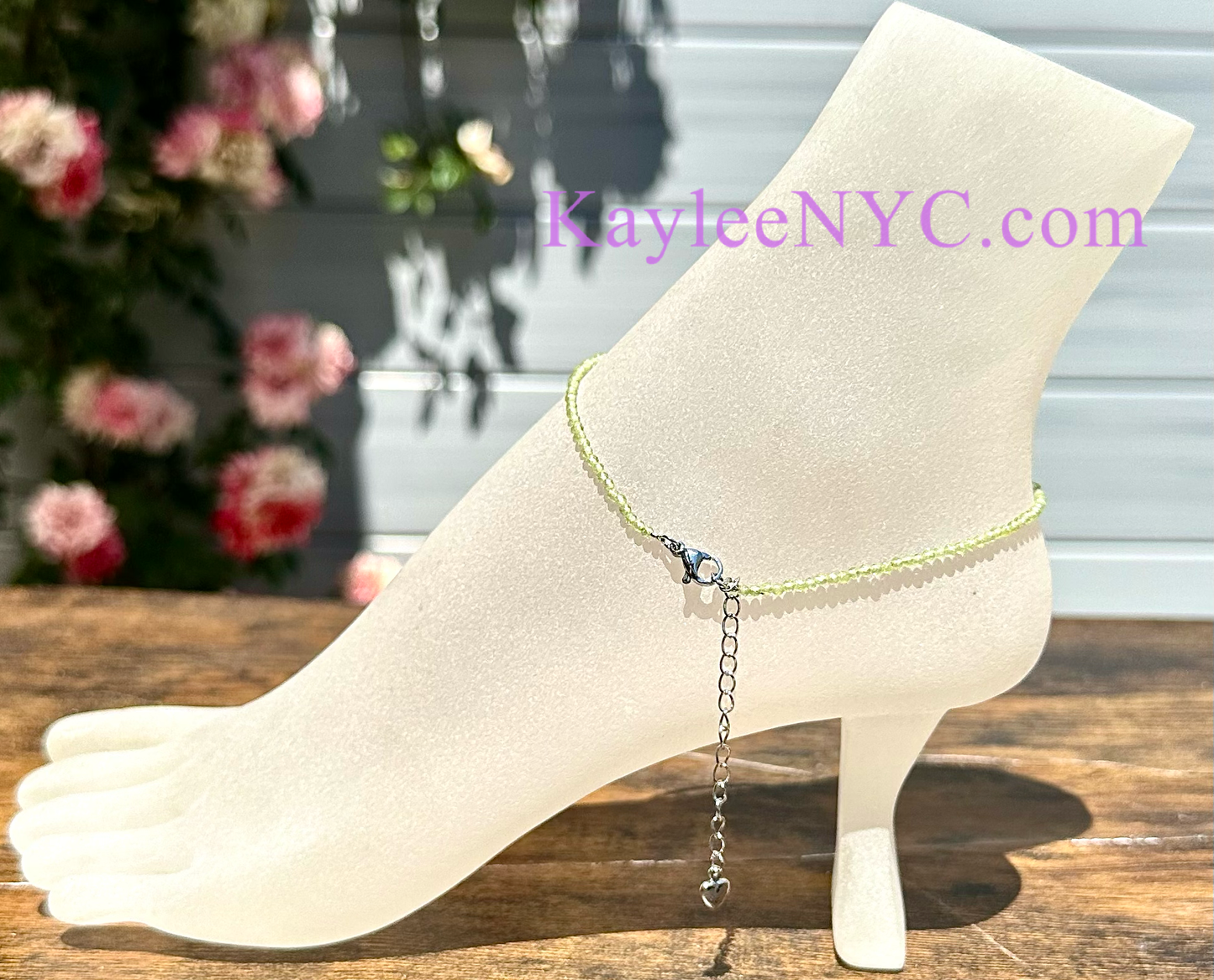 Natural Peridot Anklet Stainless Steel Finding