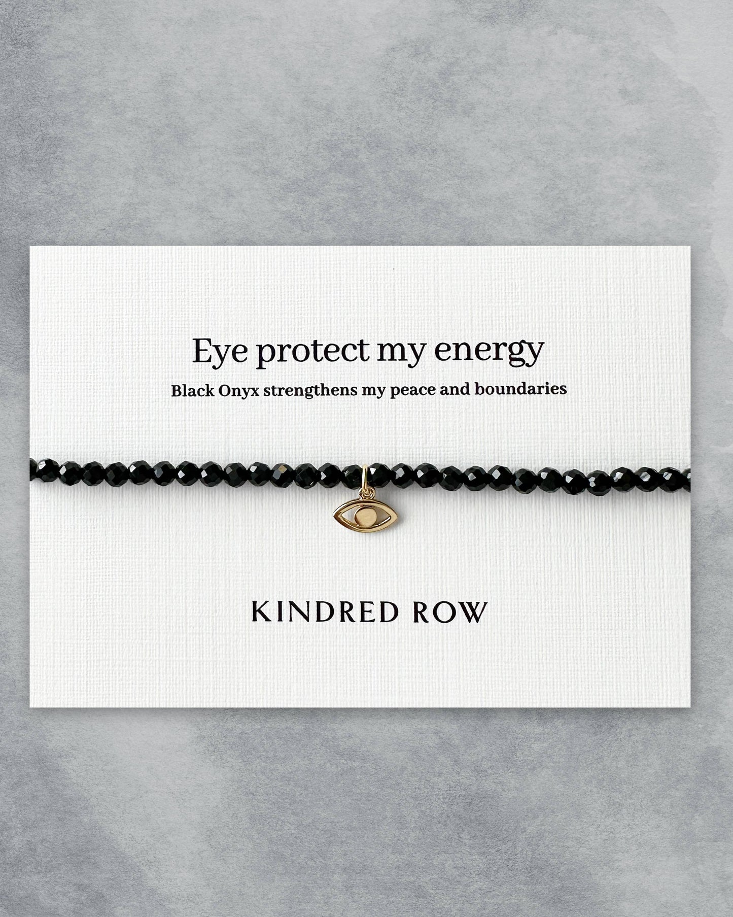 Kindred Row - Black Onyx Evil Eye Affirmation Charm Bracelet