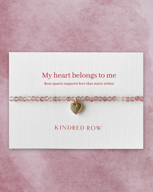Kindred Row - Rose Quartz Heart Affirmation Charm Bracelet