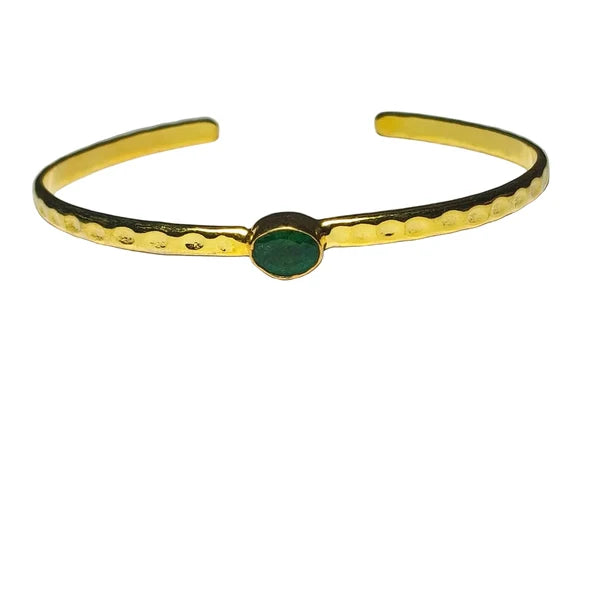 Freedom Stone Emerald Love Bracelet - Gold Plated over Brass