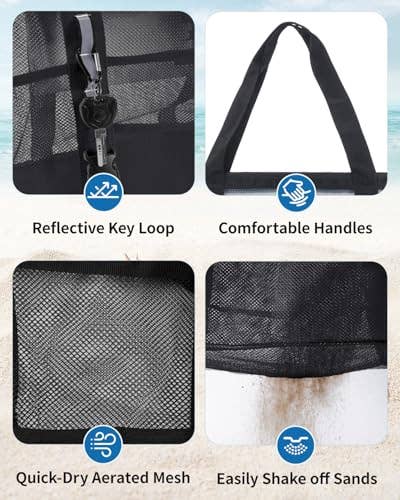 Large Beach Tote Bags with 40oz Tumbler Side Pockets