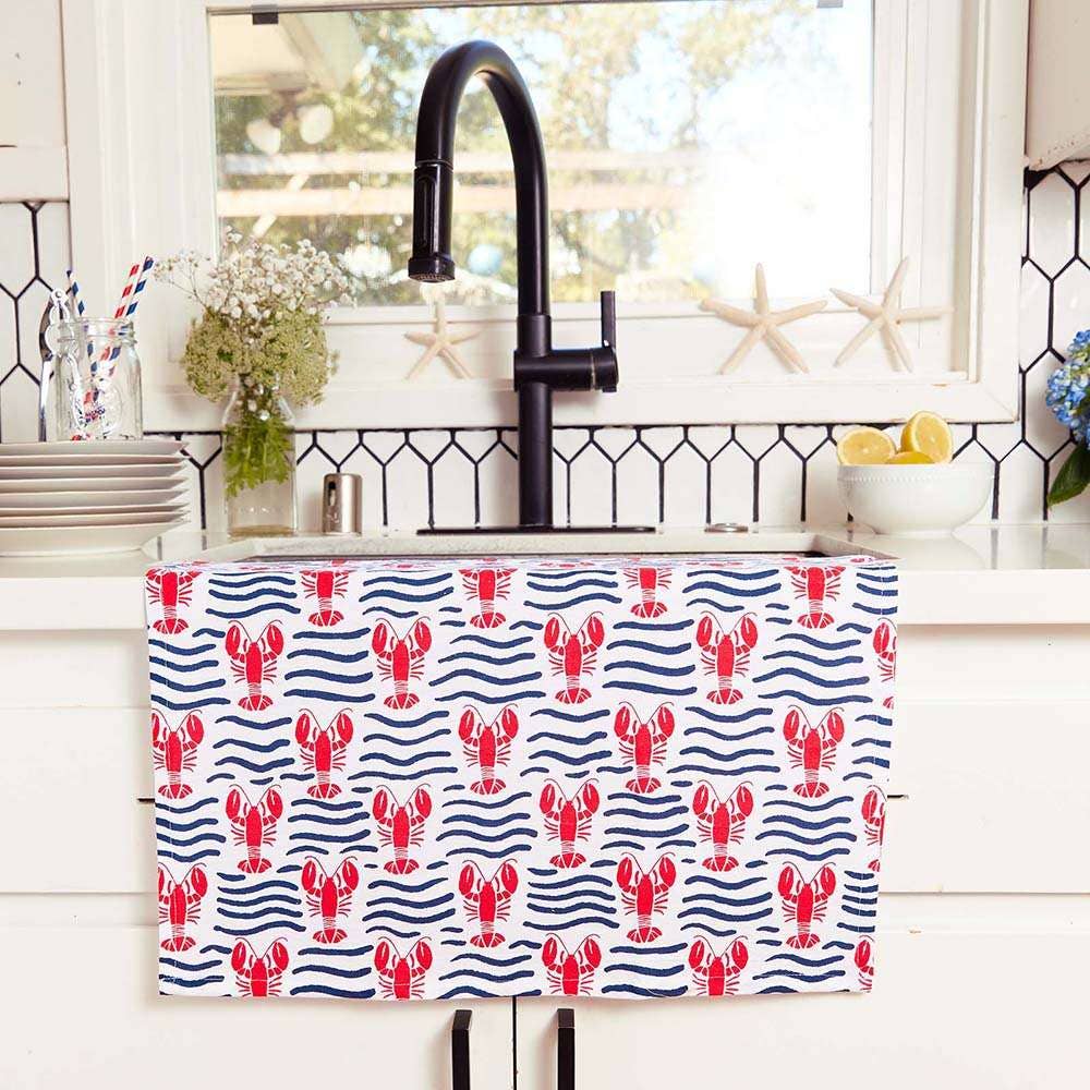 Lobster Waves Cotton Kitchen Towels (Set of 3)