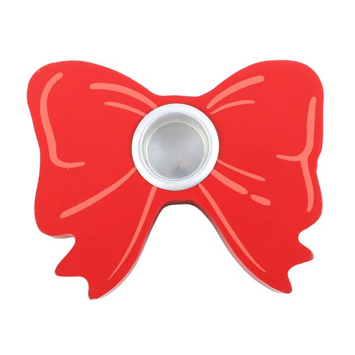 Red Bow Taper Candle Holder