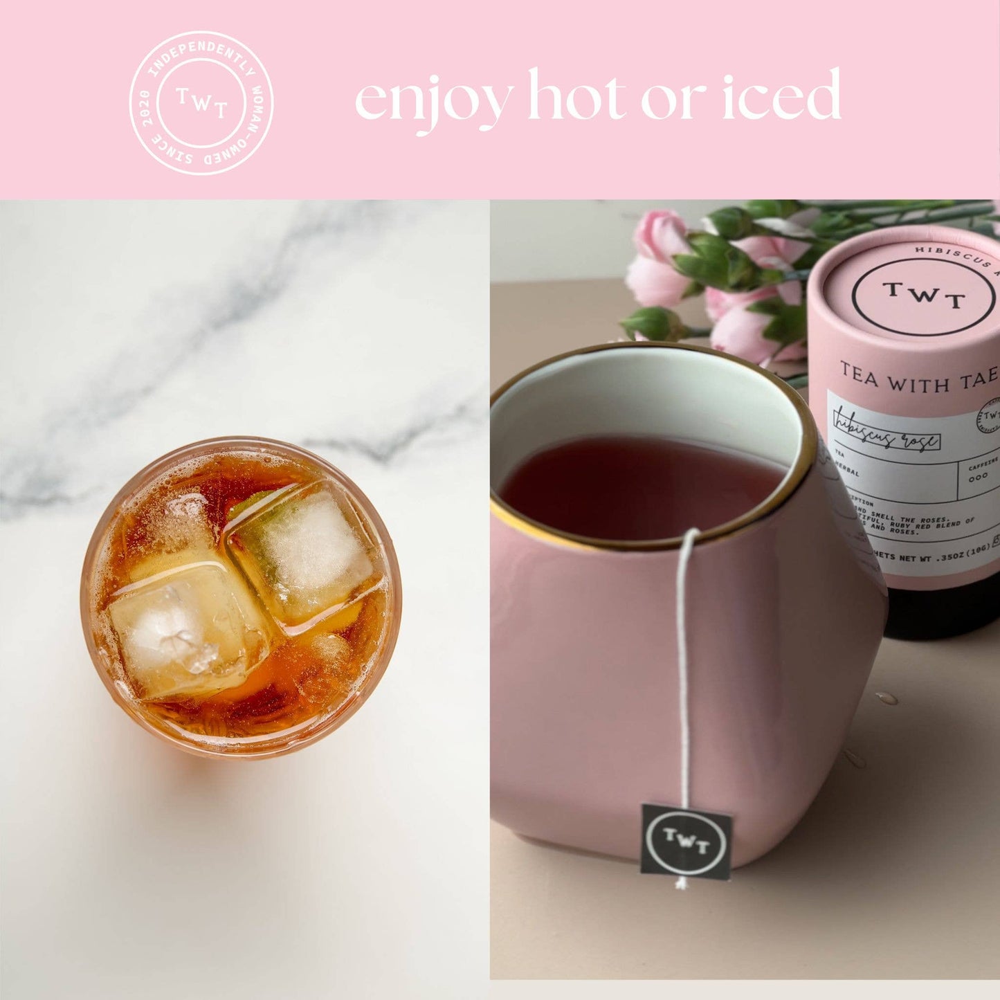 Tea with Tae - Hibiscus Rose Herbal Mini Tube Gift (5 tea bags)