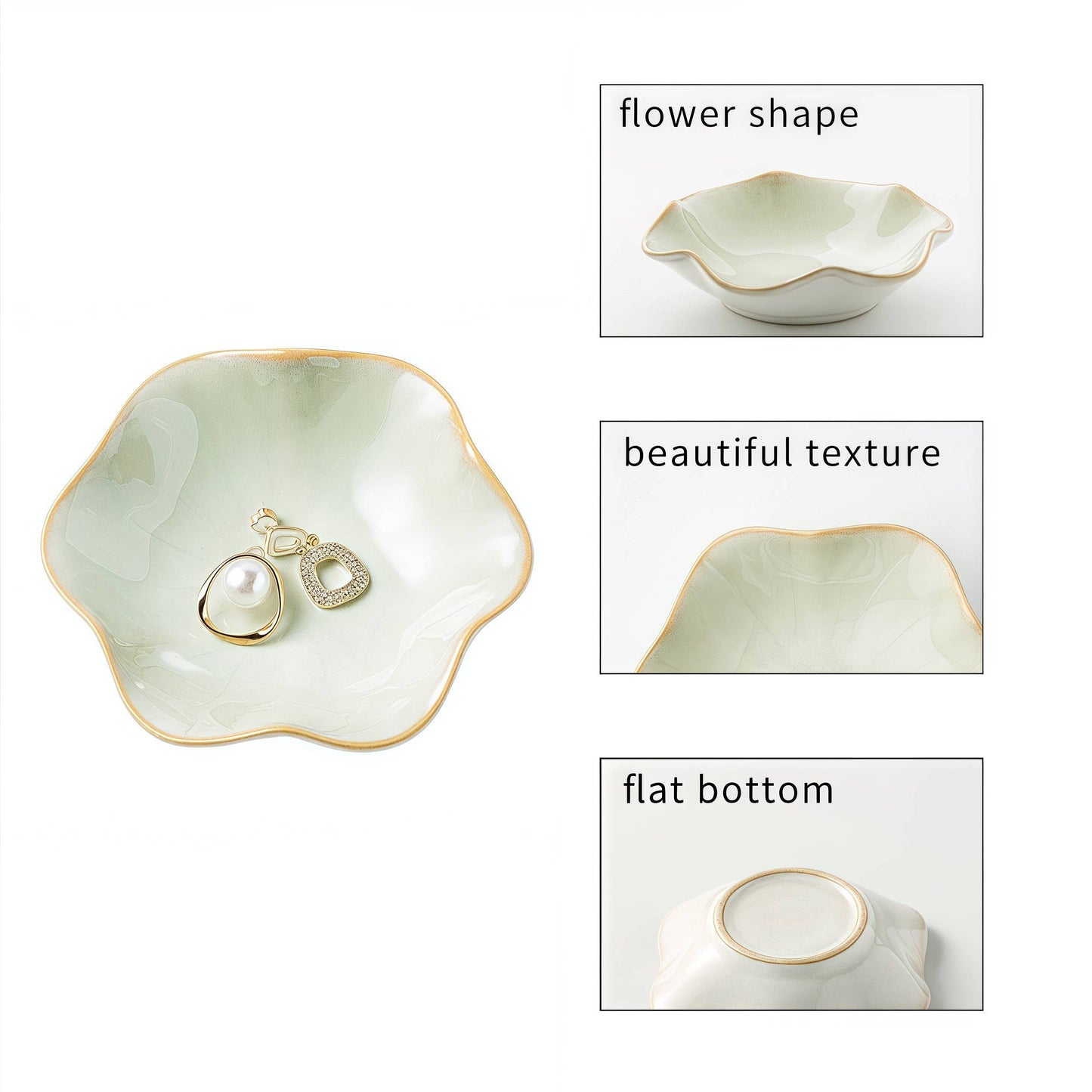 Set of 2 Ceramic Lotus Dipping Bowls