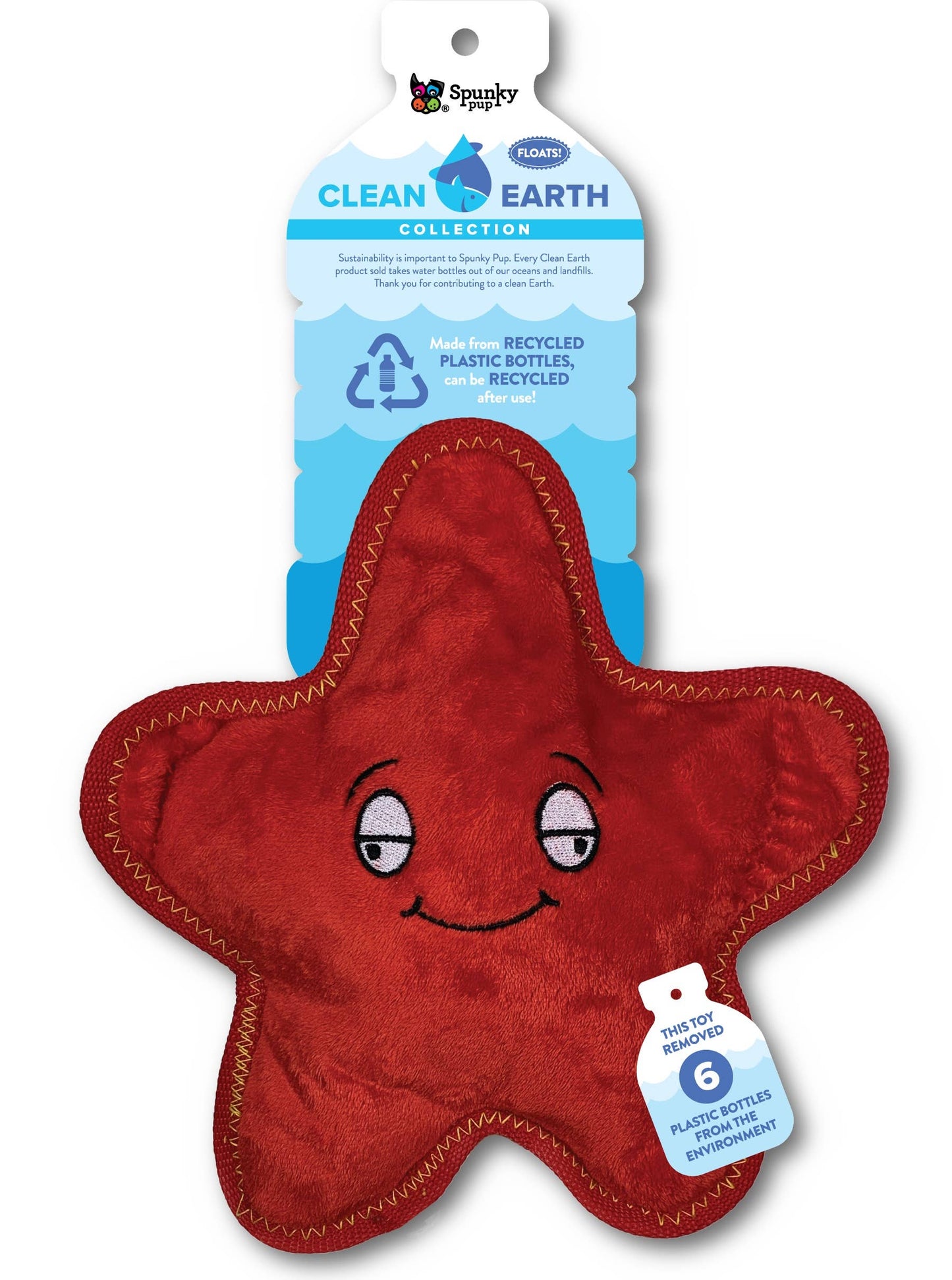 Spunky Pup - Clean Earth Recycled Plush Toys - 100% Sustainable: Large / Starfish