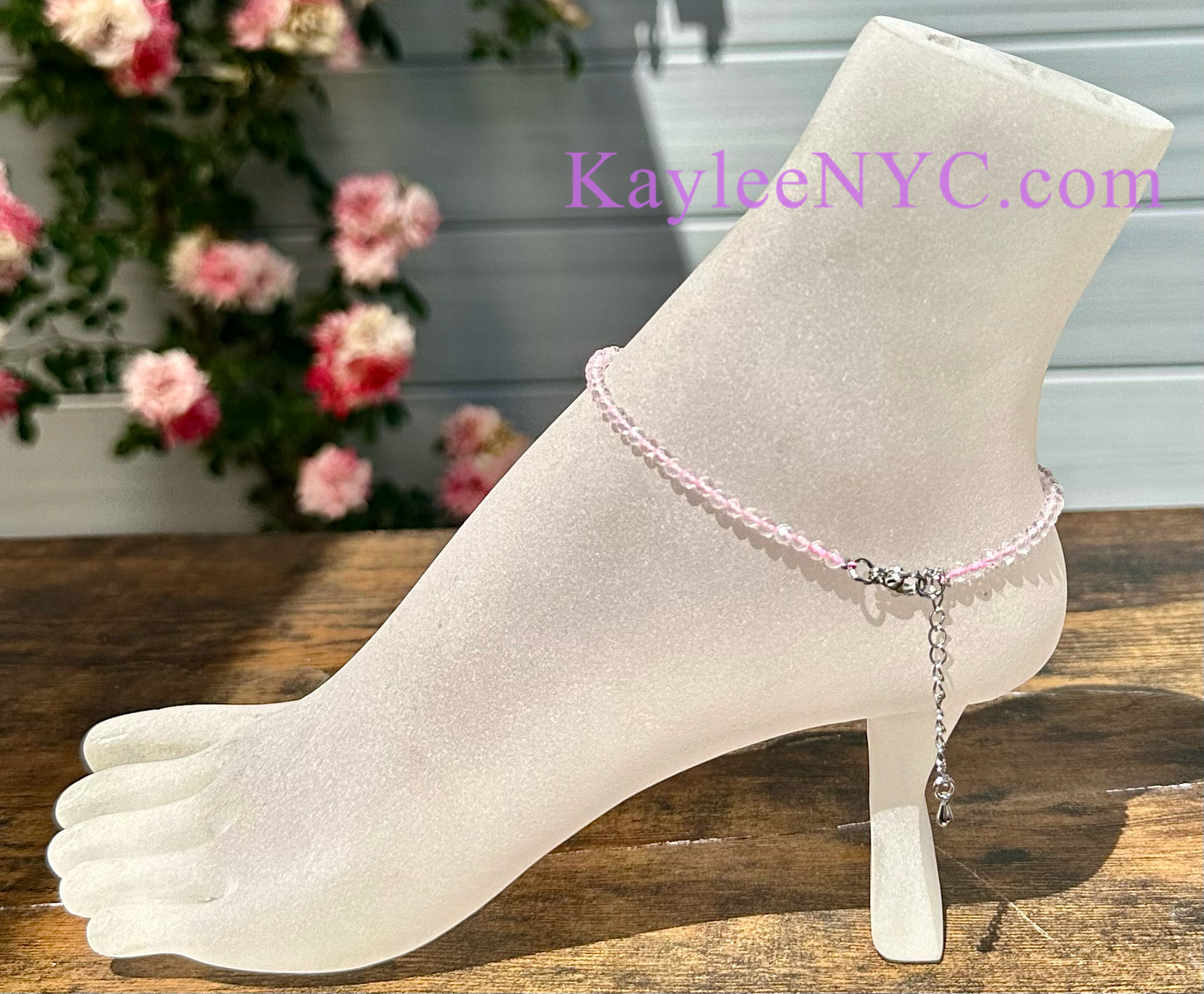 Rose Quartz Anklet Stainless Steel Findings