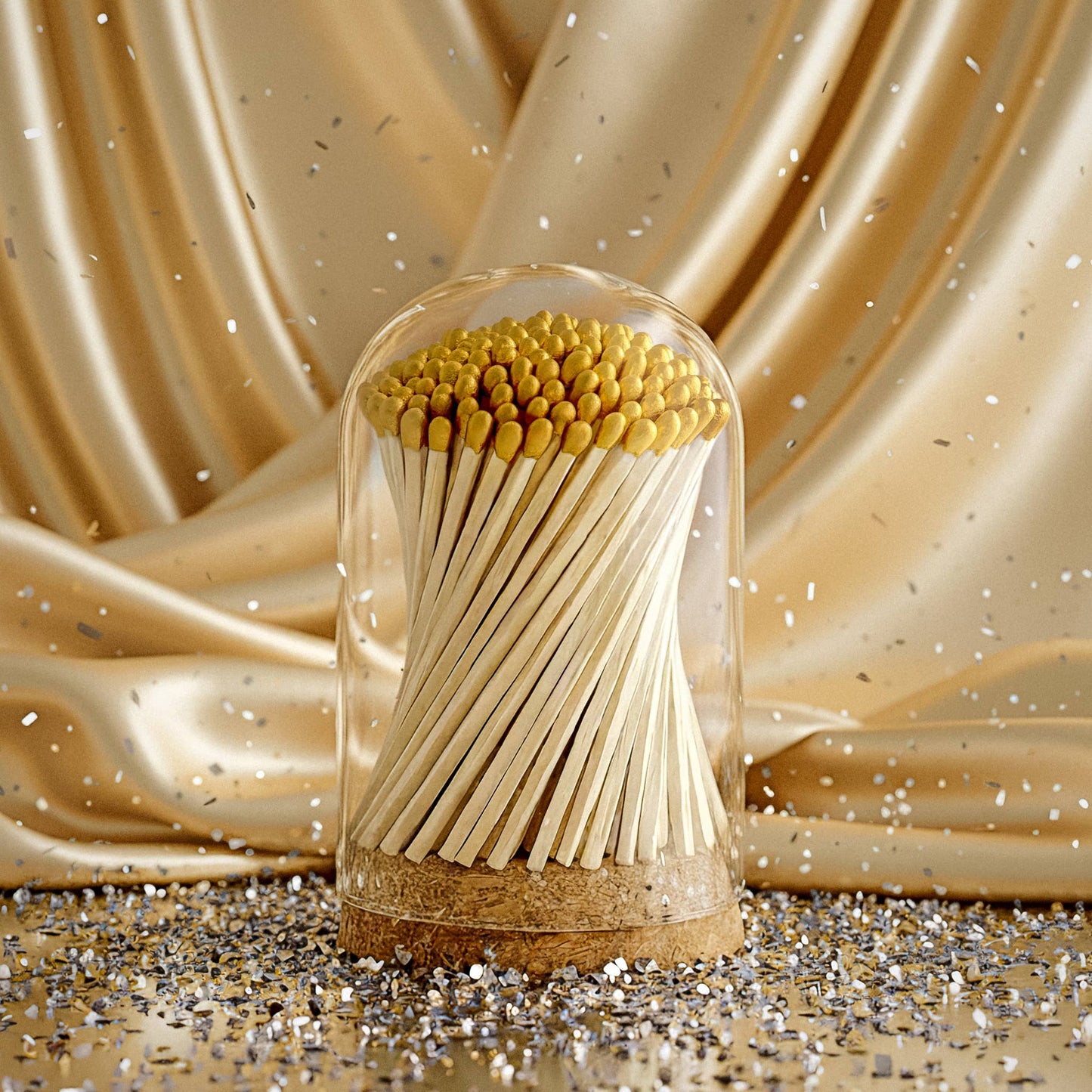 Thankful Greetings - 4" Matches in Premium Glass Cloche - Light Blue