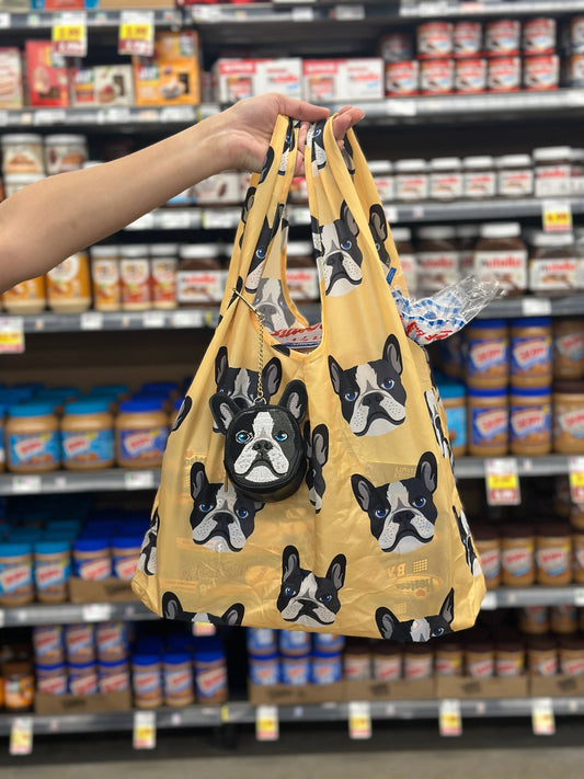 Living Royal - 2-in-1 Bag Charm & Reusable Shopper Bag - Boston Terrier Dog