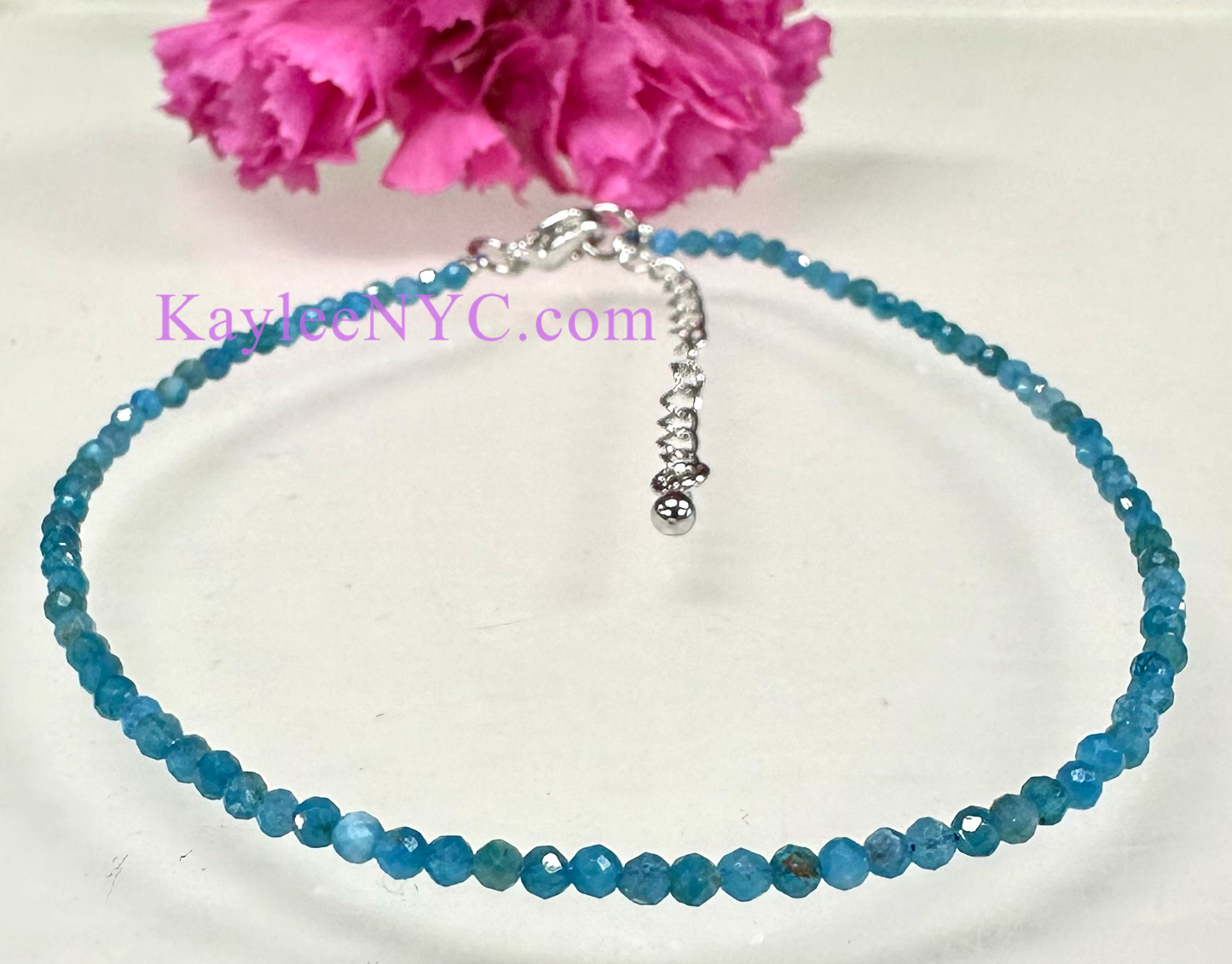 Natural Apatite Anklet Stainless Steel Finding