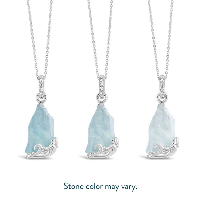 Glacier Gem Wave Necklace - Aquamarine and White Topaz