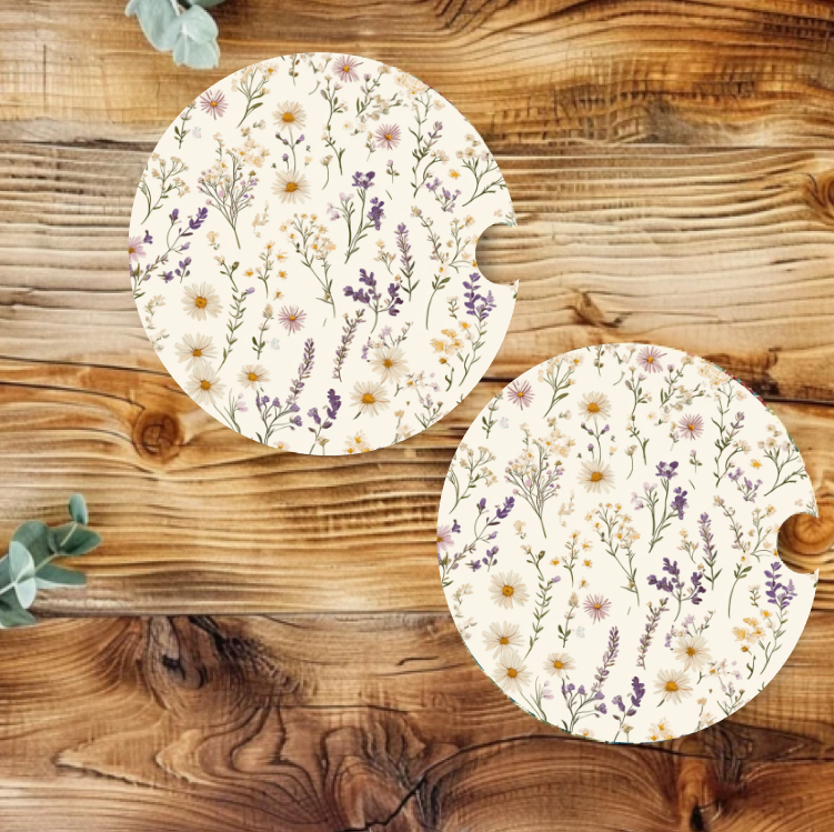 Wild Flowers Doodle Car Coaster Set
