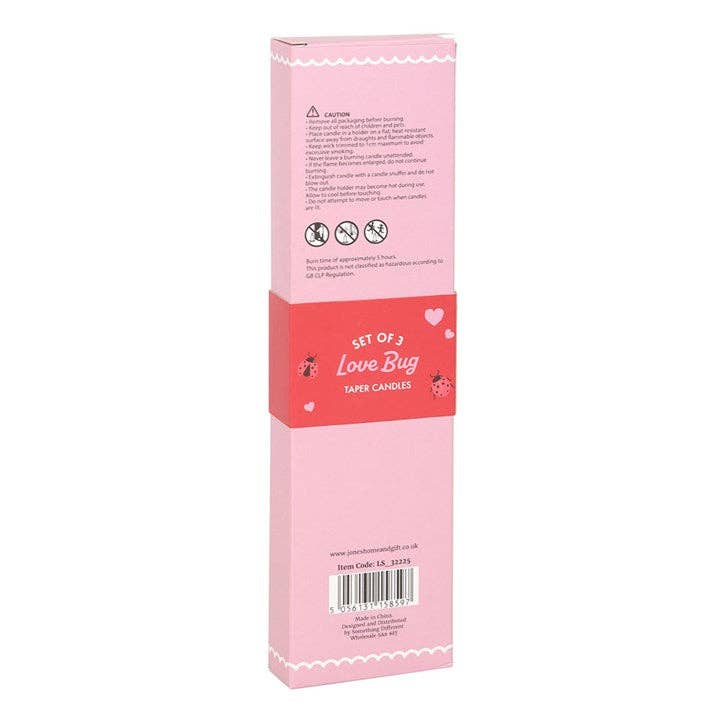 Something Different Wholesale - Set of 3 Love Bug Ladybug Valentine Taper Candles