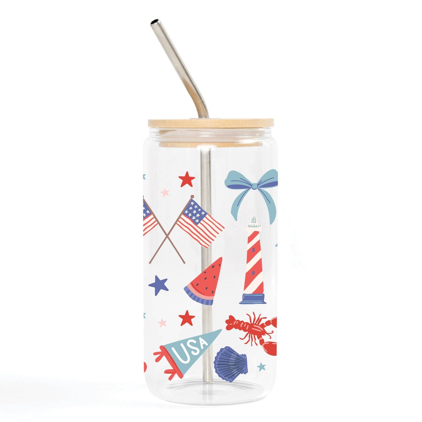Coastal Americana Glass Can