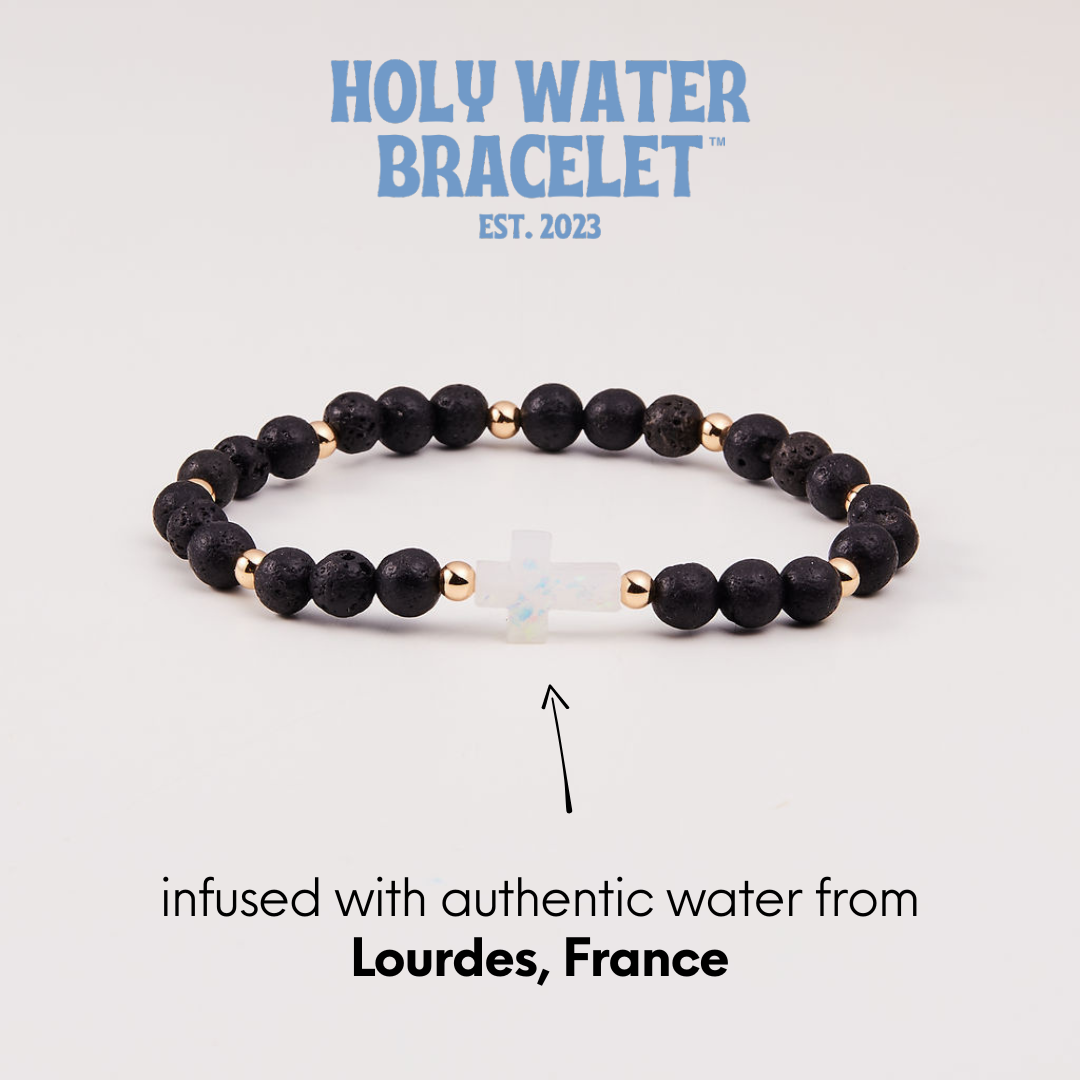 Holy Water Bracelet - HOLY WATER MEN'S LAVA ROCK BRACELET: Stainless Steel Spacer Beads