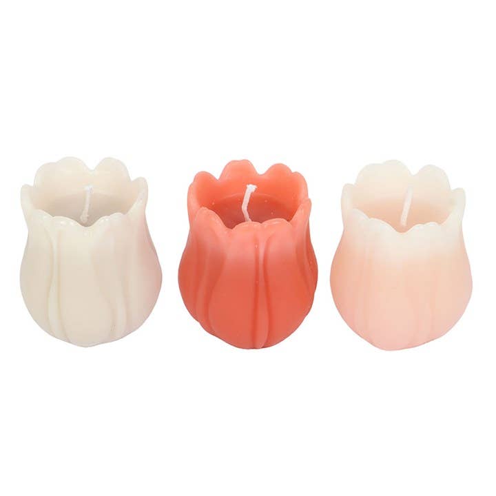 Set of 3 Spring Tulip Shaped Candles