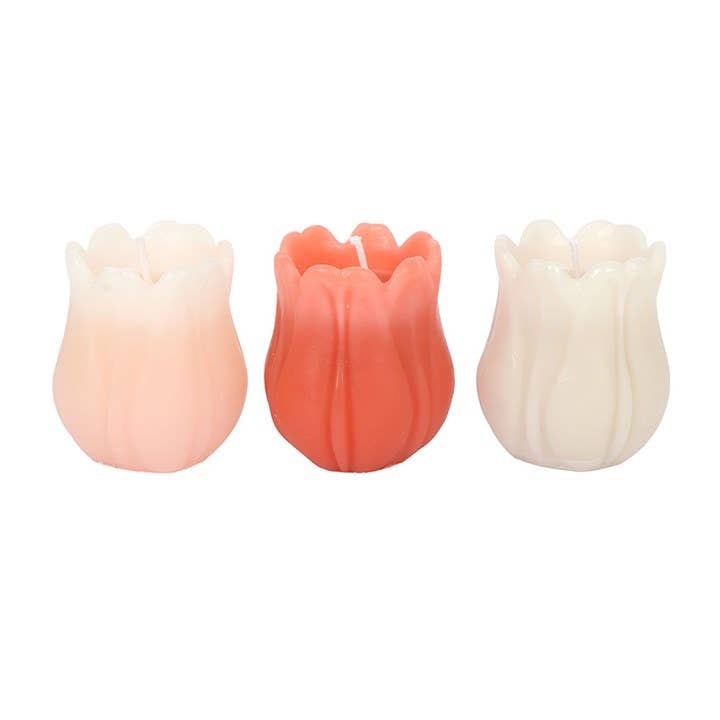 Set of 3 Spring Tulip Shaped Candles