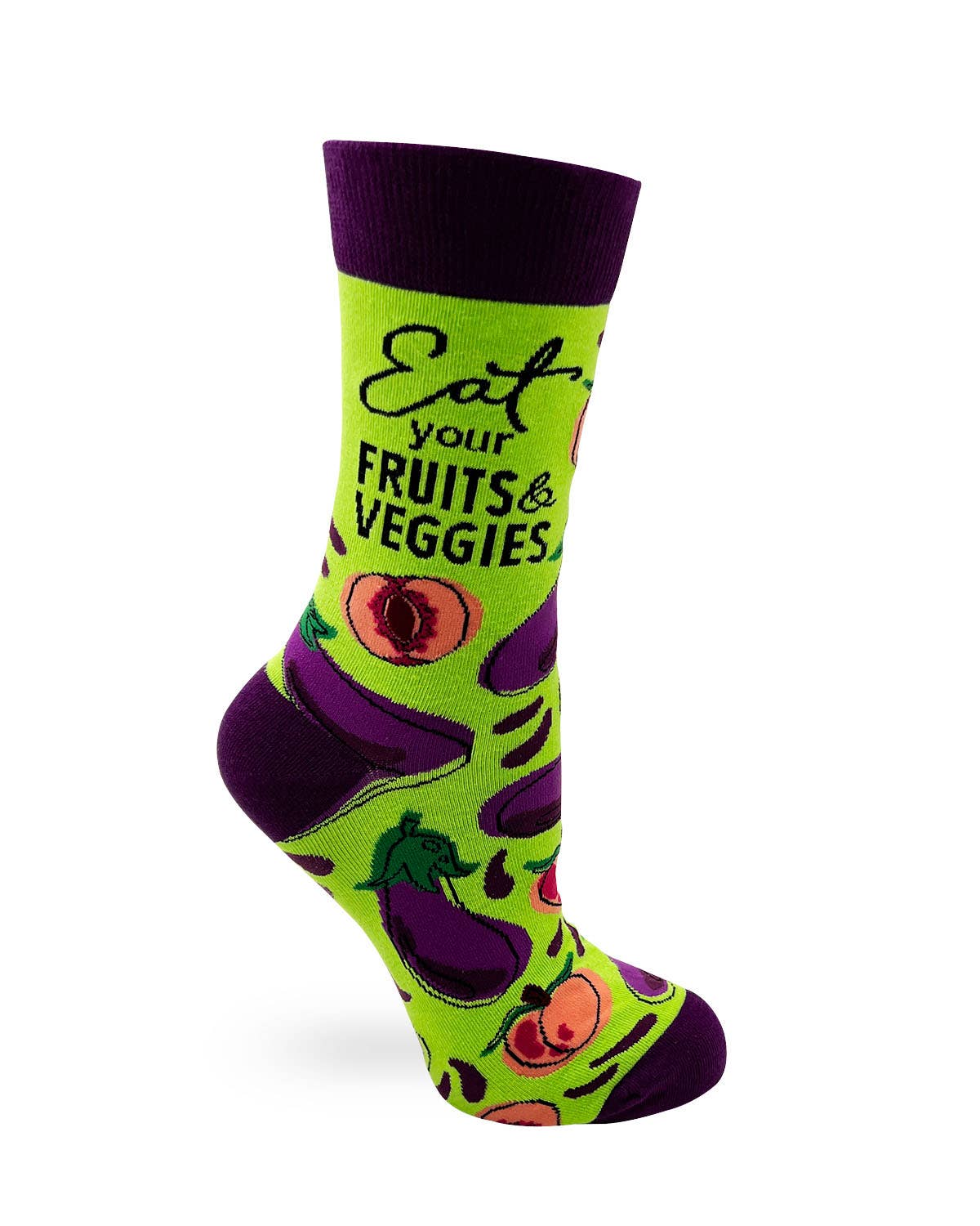 Fabdaz - Eat Your Fruits and Veggies Funny Ladies' Novelty Crew Socks