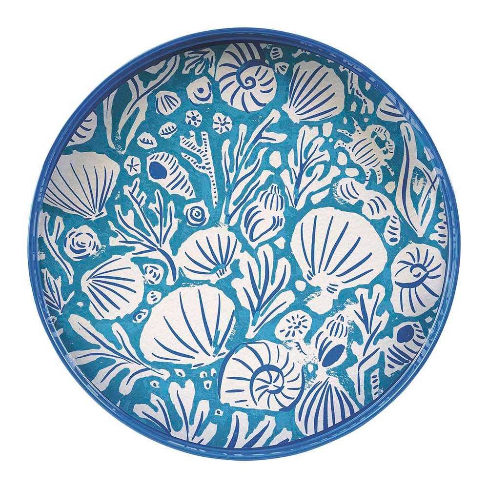 Sea Life Round Lacquer Serving Tray