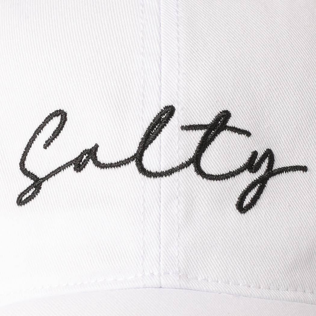Salty Lettering Embroidery Baseball Cap: LIGHT BLUE / One Size