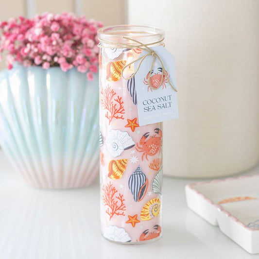 Pastel Shell Print Coconut & Sea Salt Coastal Tube Candle