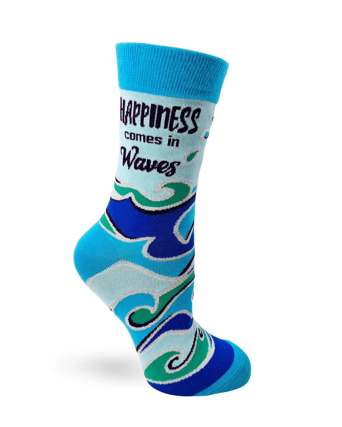 Fabdaz - Happiness Comes in Waves Women's Crew Socks