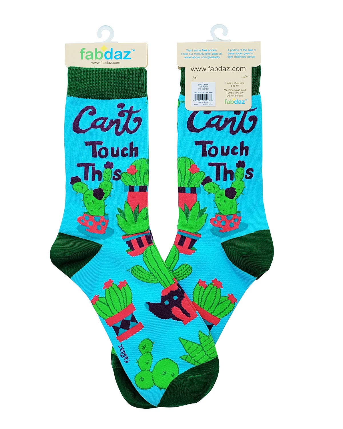Fabdaz - Can't Touch This Women's Crew Socks Featuring Prickly Cactus