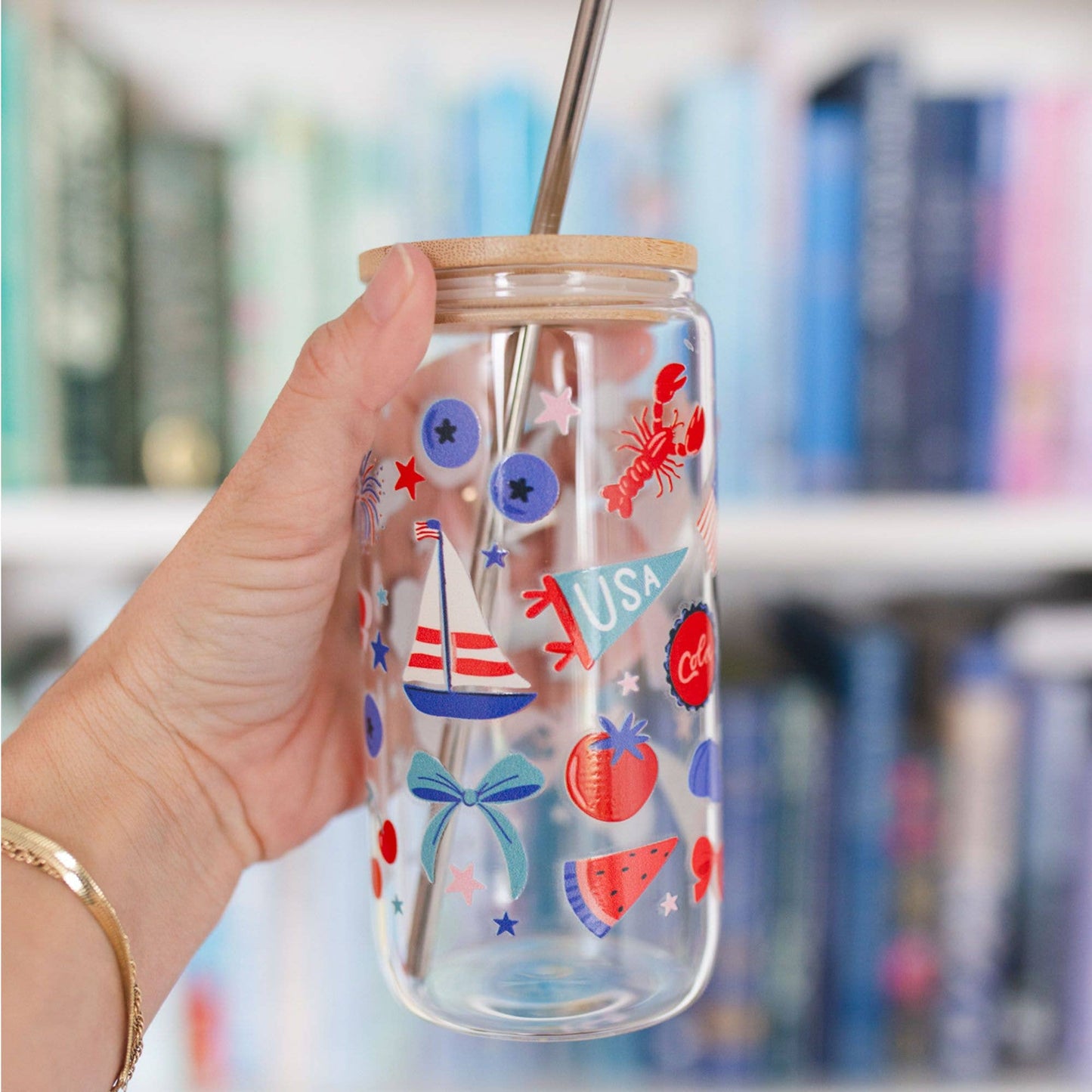 Coastal Americana Glass Can