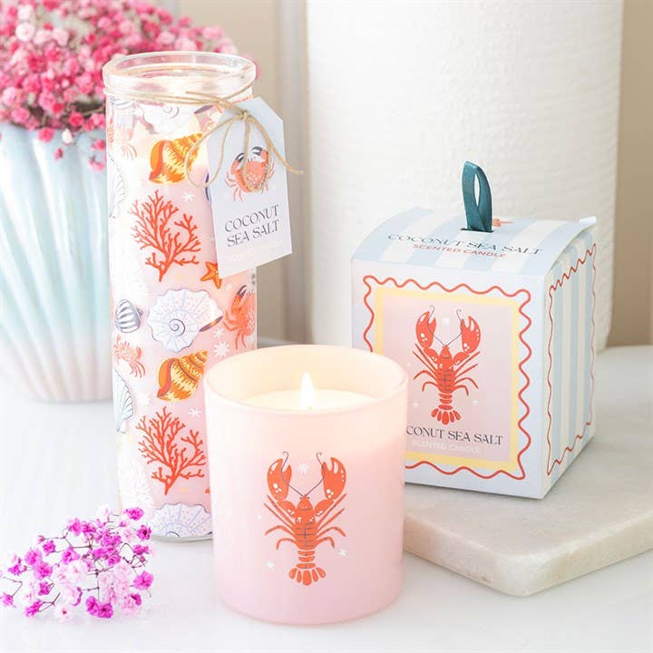 Pastel Shell Print Coconut & Sea Salt Coastal Tube Candle