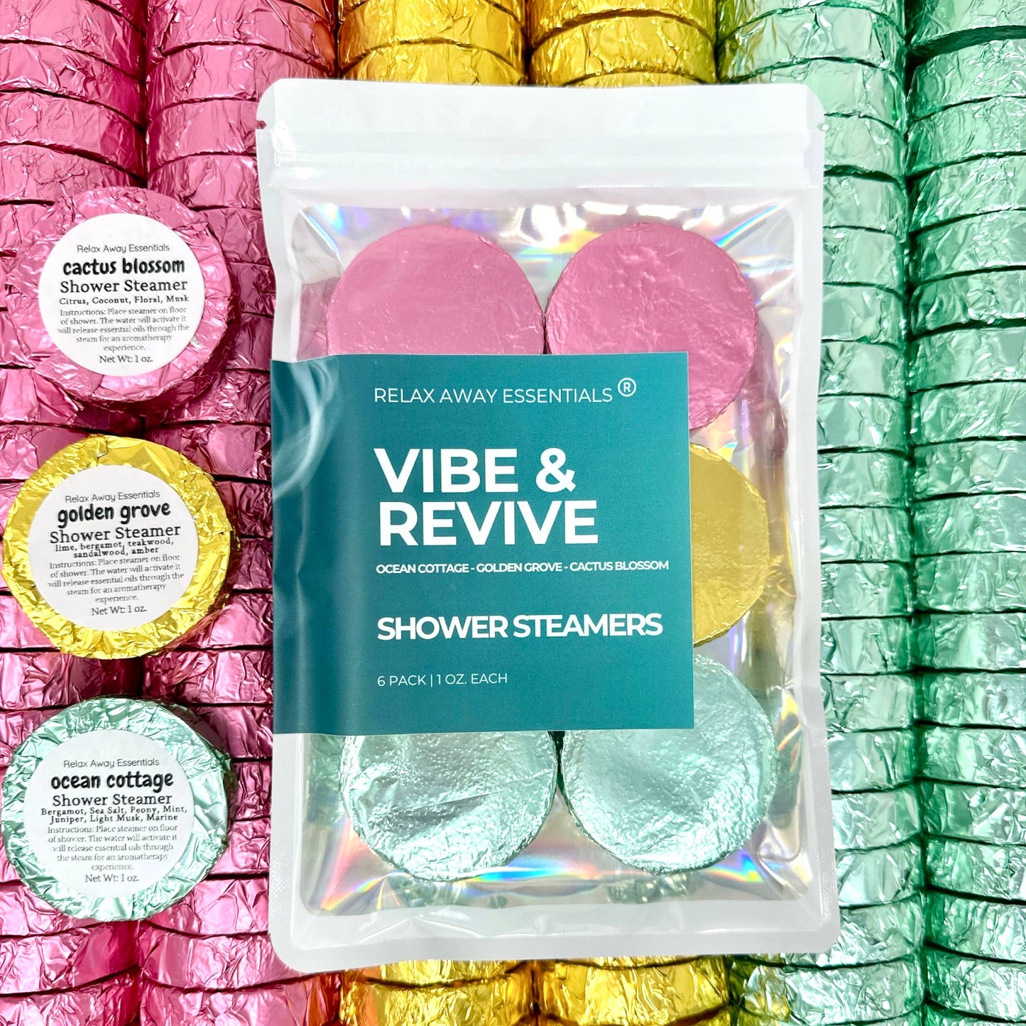 Relax Away Essentials - Vibe and Revive Shower Steamers 6 Pack - Made in USA - Spa