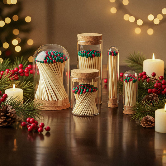 Thankful Greetings - 2" Matches + Mini Cloche - Red & Green Mix