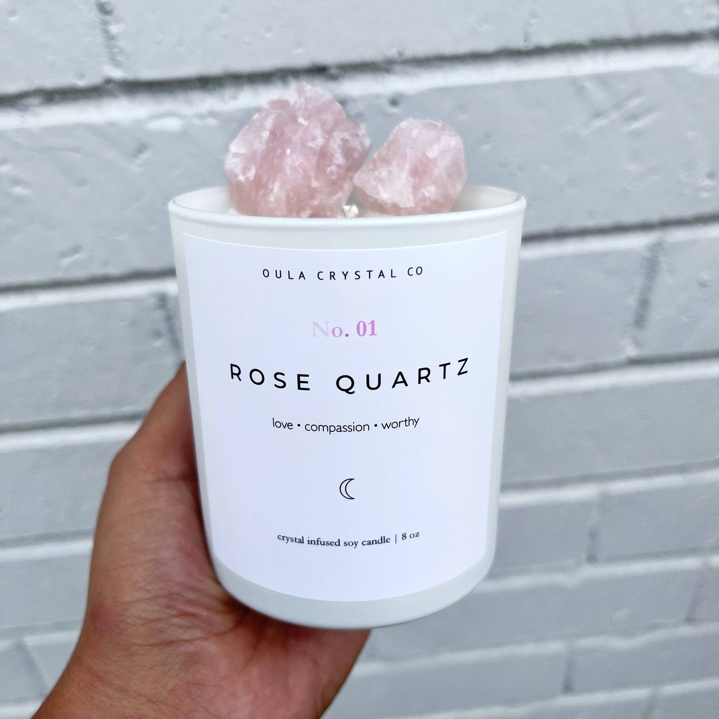 Rose Quartz Candle - Crystal Infused: Champagne Toast