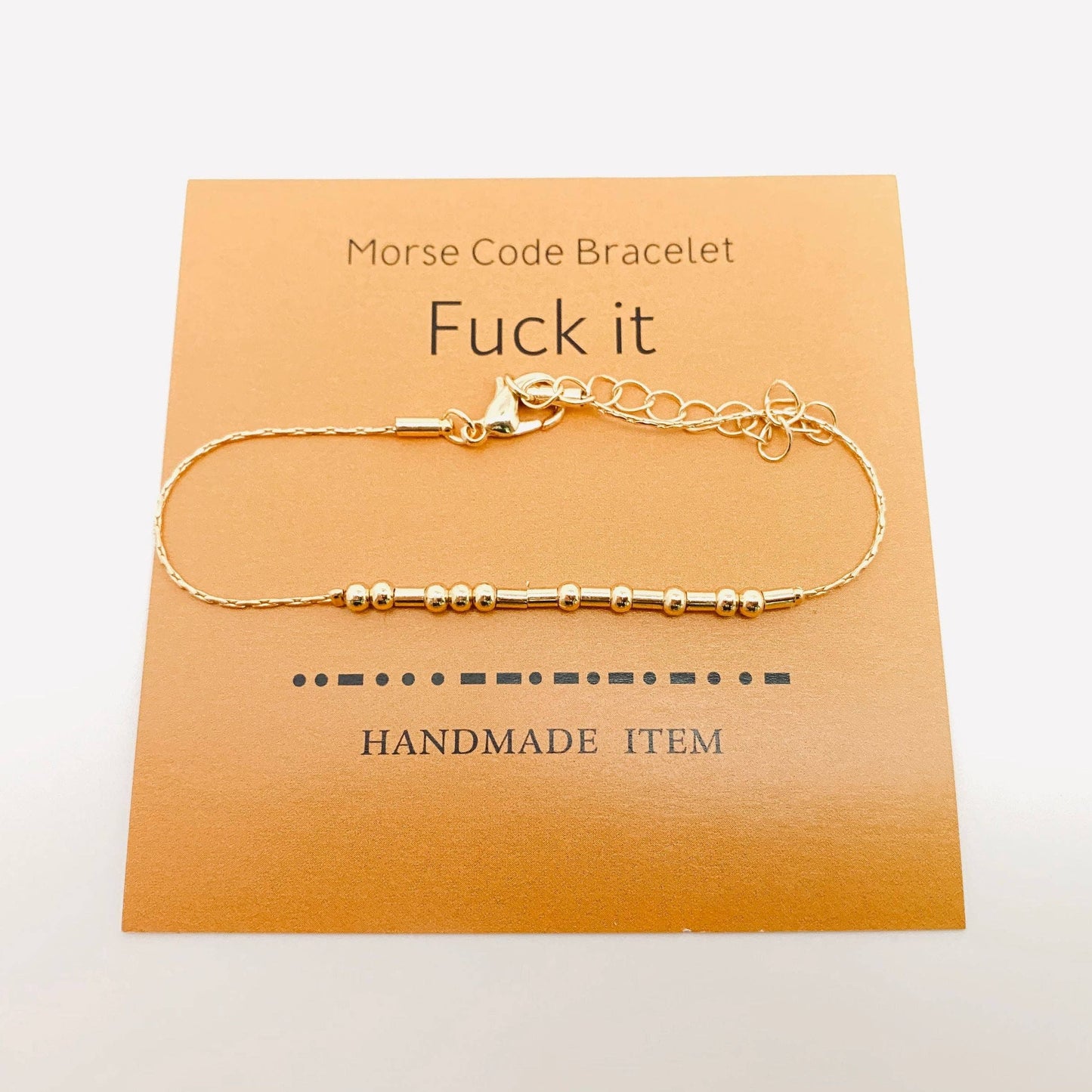 Mio Queena - Handmade Golden Morse Code Bracelet: Fuck off