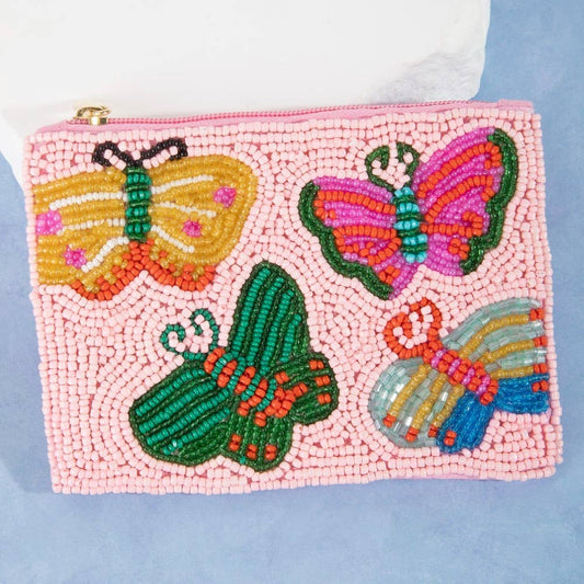 Colorful Butterfly Beaded Coin Purse