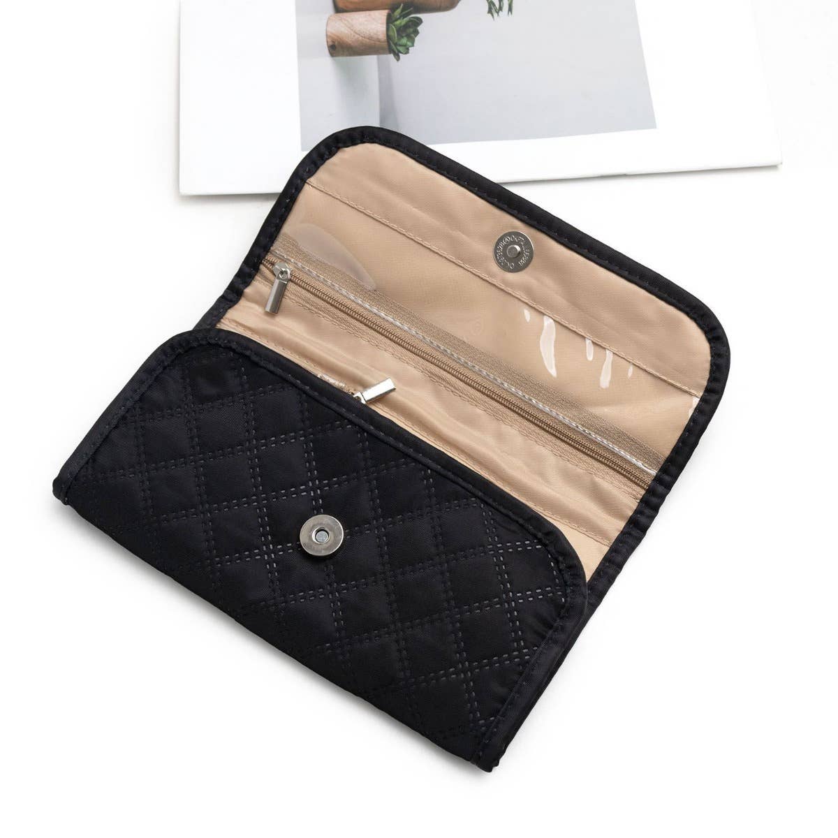Foldable Travel Jewelry Organizer Roll - Black