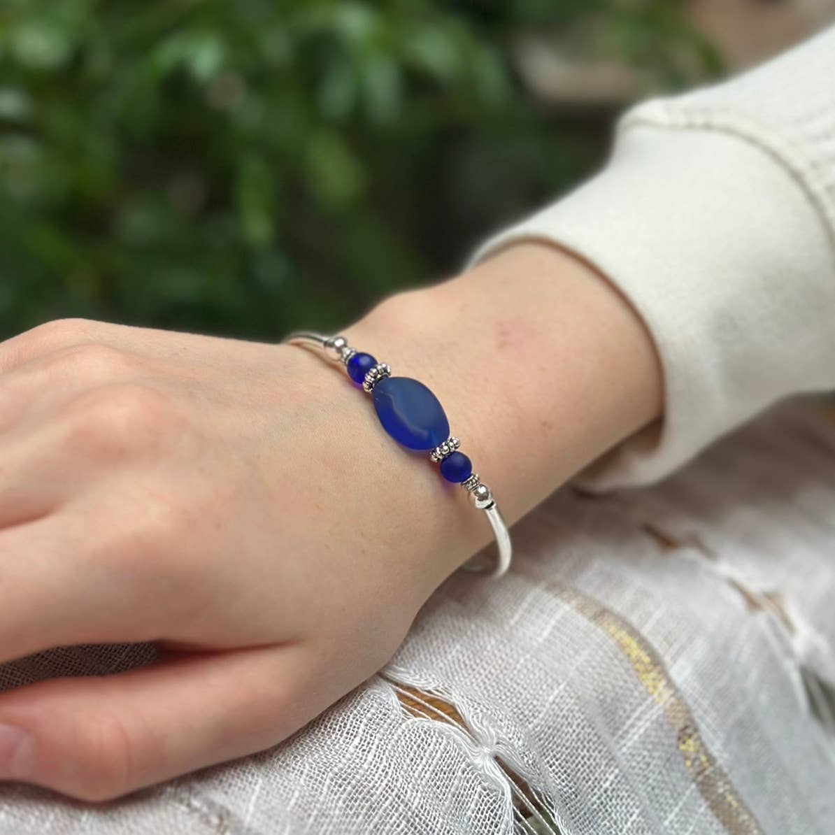 Cobalt Sea Glass Single Bracelet