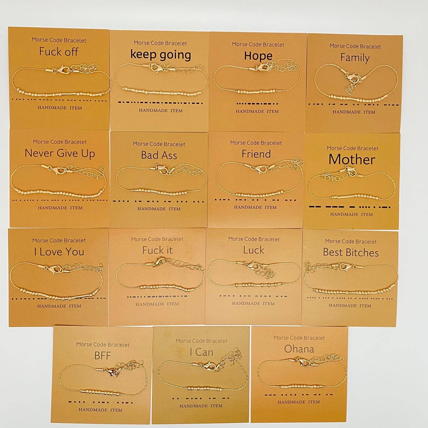 Mio Queena - Handmade Golden Morse Code Bracelet: Ohana