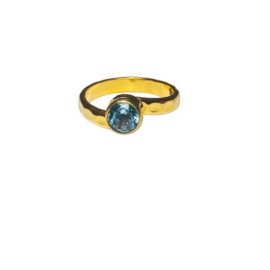 Freedom Stone Blue Topaz Shine Ring - Gold Plated over Brass