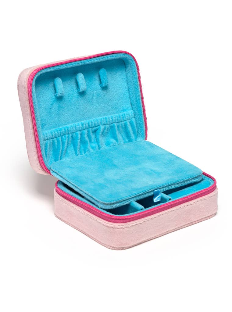 Living Royal - Velvet Jewelry Zip Case / Organizer - Feminine Florals -Pink
