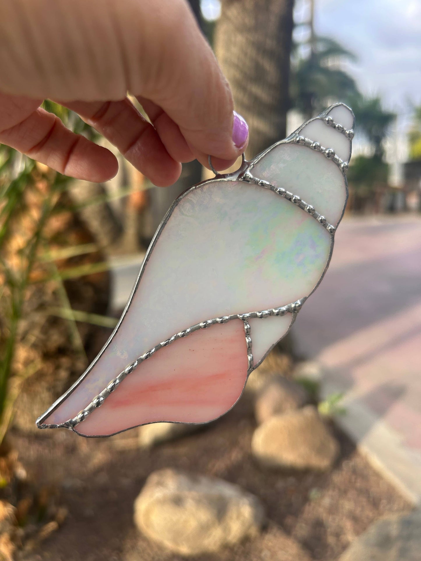 Stained Glass Spiral Seashell Suncatcher