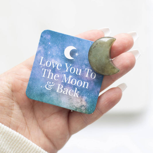 Something Different - Love You to the Moon Labradorite Crystal Moon in a Bag