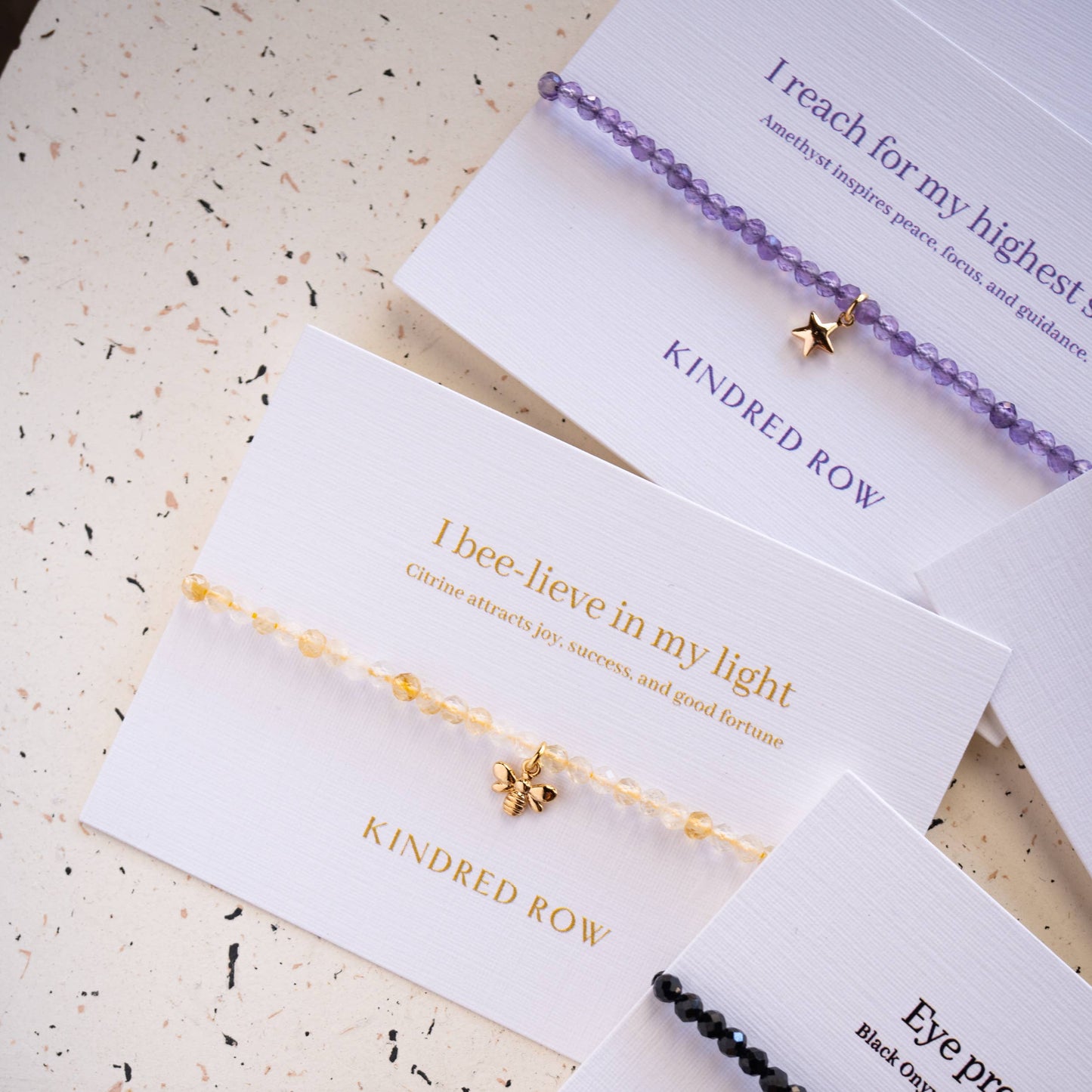 Kindred Row - Citrine Bee Affirmation Charm Bracelet
