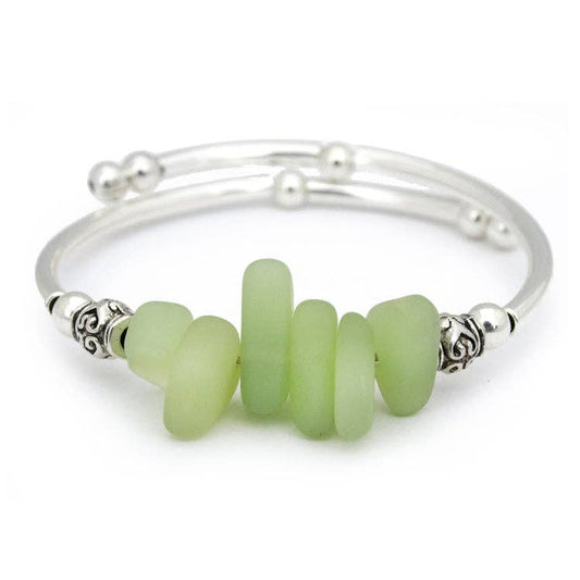 Spring Green Nugget Sea Glass Bracelet