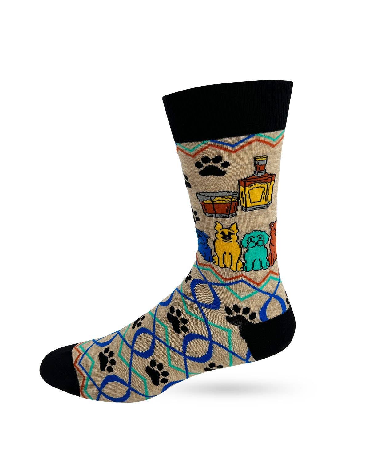 Fabdaz - It’s Not Drinking Alone if the Dog is Home Men's Novelty Crew Socks