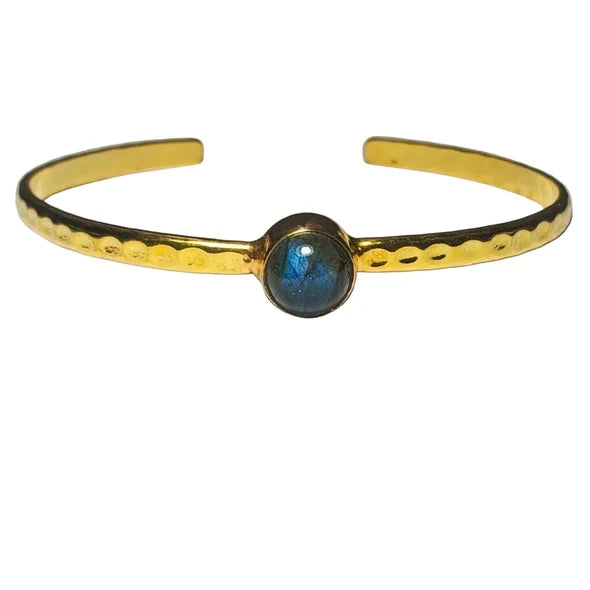 Freedom Stone Labradorite Cuff- Gold Plated over Brass