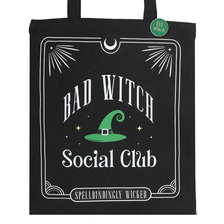 Bad Witch Social Club Tote Bag with Pin Badge