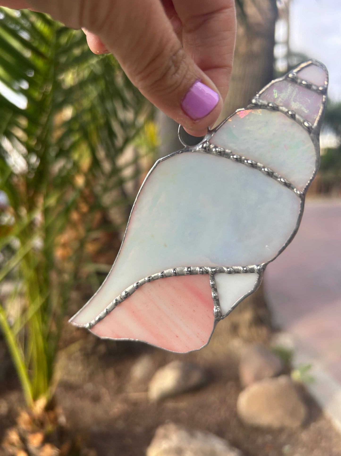 Stained Glass Spiral Seashell Suncatcher